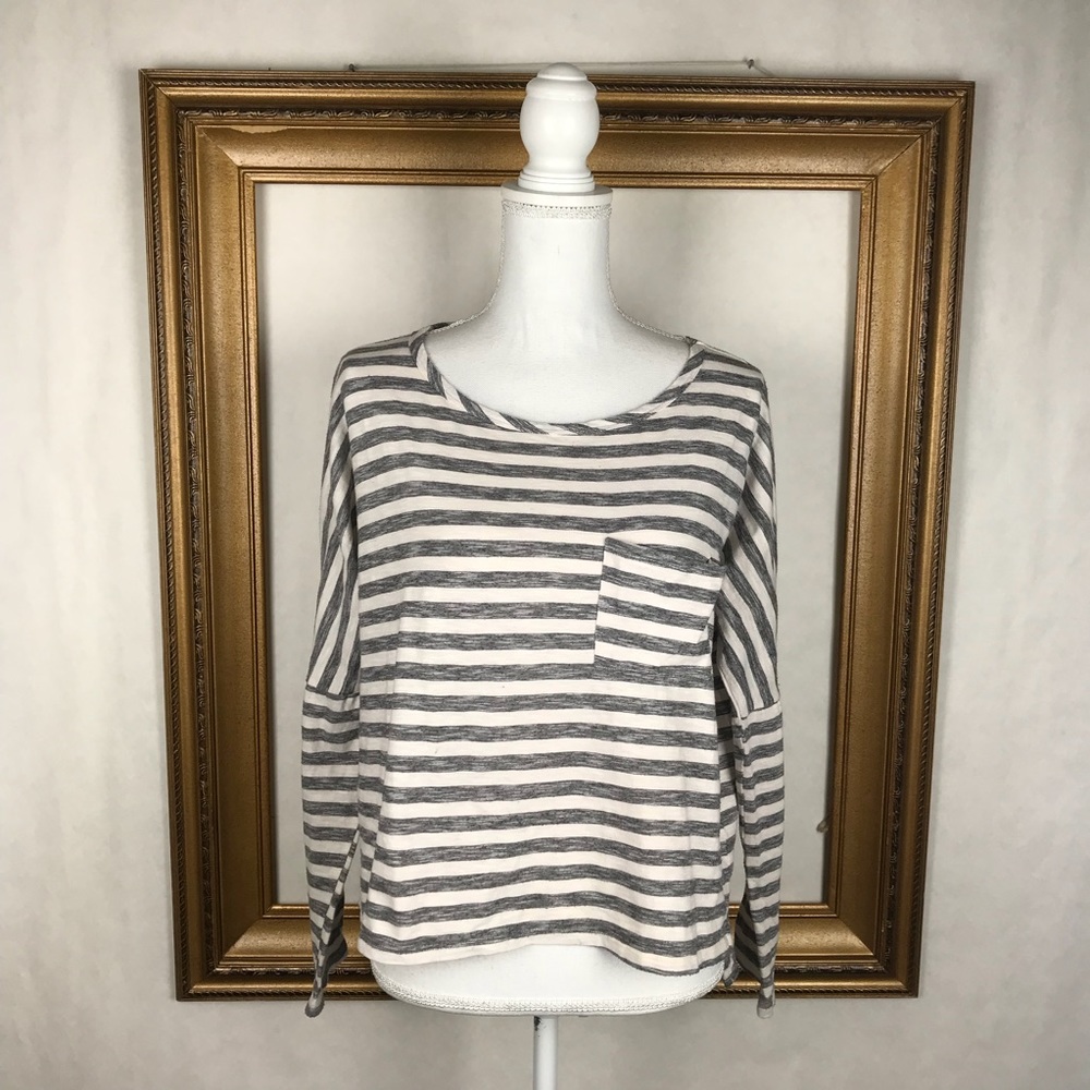 ATHLETA |  stripe boat neck oversized crop top, M